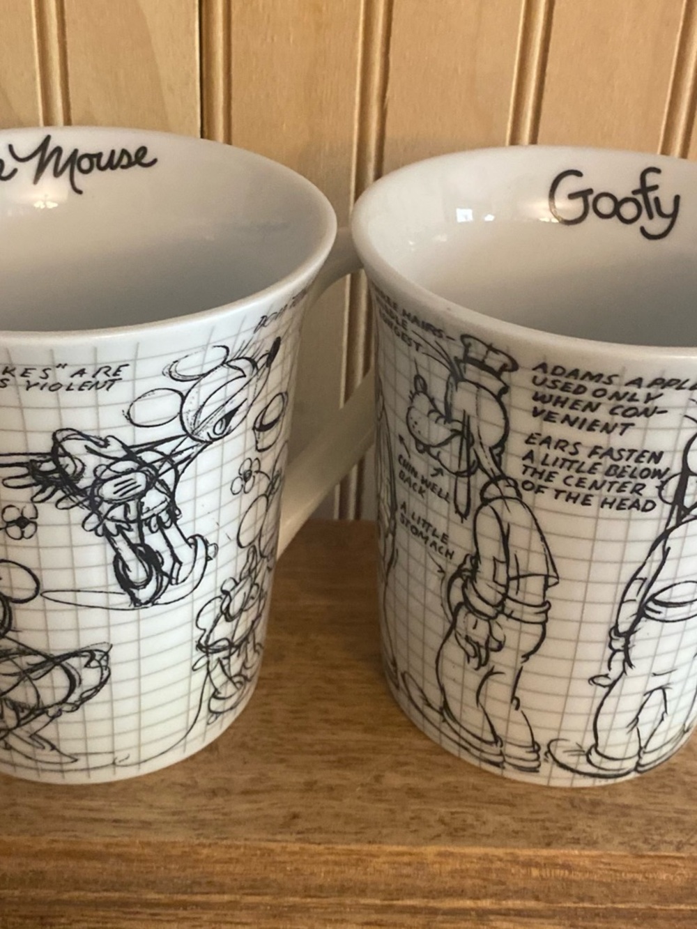 Disney Character Sketch White Ceramic Mug - Minni & Goofy